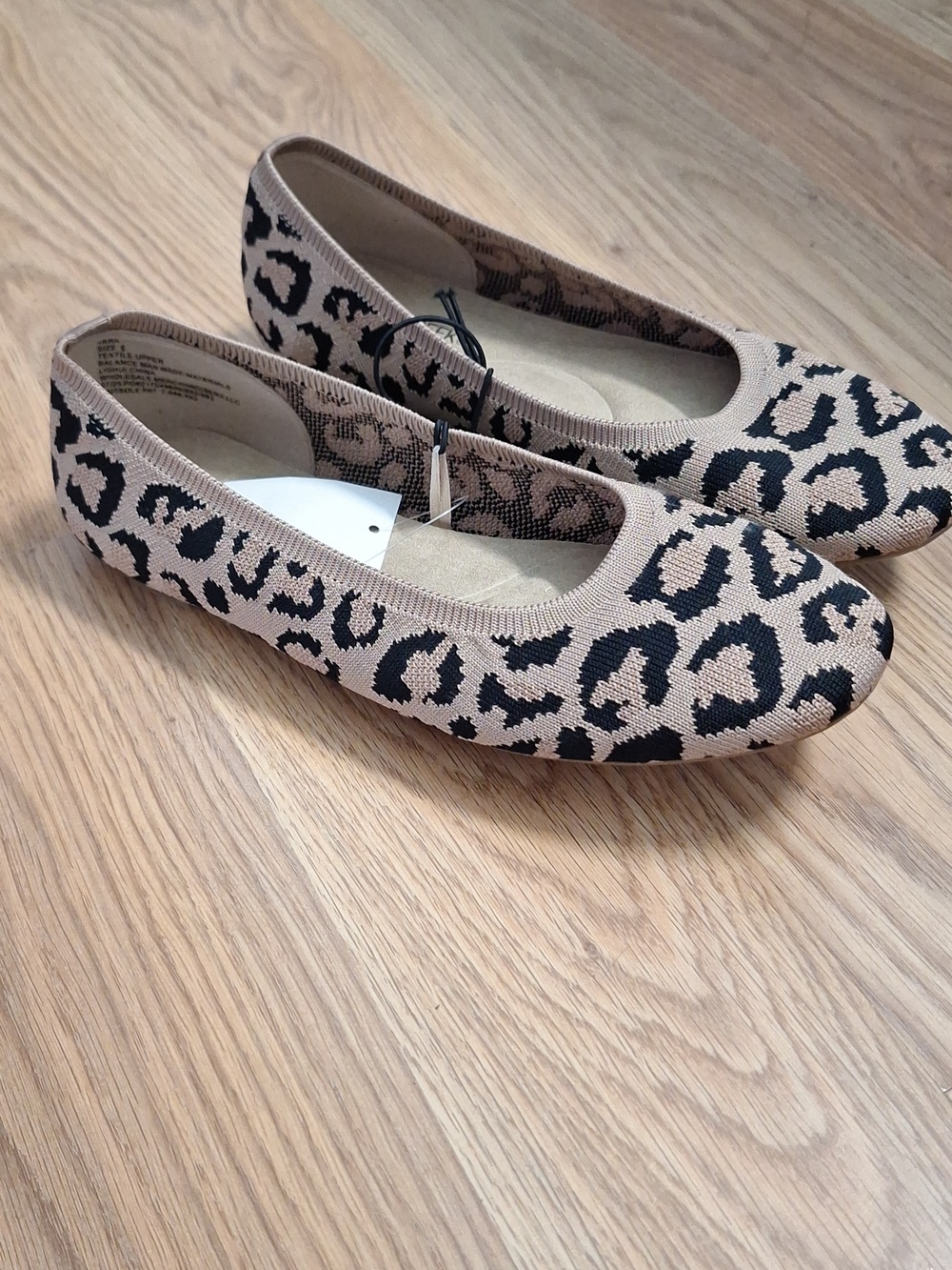 Falls Creek Tan and Black Leopard Flats Knit
